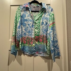 Zara Colorful Floral Button-Up Shirt
